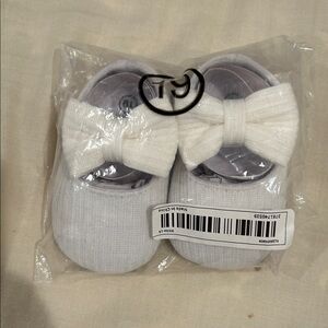 White Bow Knit Baby Ballet Flats - Kids Shoes